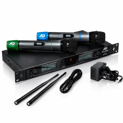 AD ACT-9090 Professional Dual UHF True Diversity Wireless Microphone System