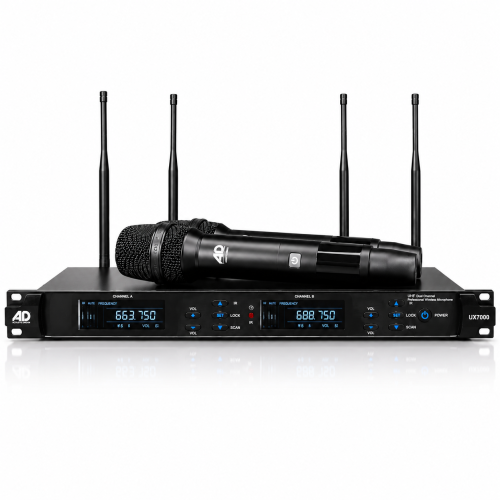 AD UX-7000 Professional Dual UHF Wireless Microphone System